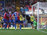 Danny Gabbidon of Crystal Palace scores the opening goal past goalkeeper Keiren Westwood of Sunderland during the Barclays Premier League match between Crystal Palace and Sunderland at Selhurst Park on August 31, 2013