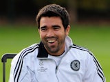 Deco, when at Chelsea, relaxes during training on October 20, 2009