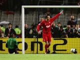 Liverpool's Dietmar Hamann celebrates scoring his penalty in the Champions League final against AC Milan on May 25, 2005
