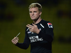 Eddie Howe of Bournemouth looks on during the Capital One Cup second round match between Watford and AFC Bournemouth at Vicarage Road on August 28, 2013