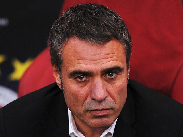 Fenerbahce manager Ersun Yanal prior to kick-off in the Champions League play-off match against Arsenal on August 27, 2013