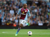 Aston Villa player Fabian Delph in action during the Barclays Premier League match between Aston Villa and Liverpool at Villa Park on August 24, 2013