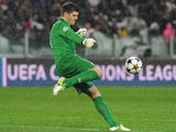 Fraser Forster of Celtic kicks the ball during the UEFA Champions League round of 16 second leg match between Juventus and Celtic at Juventus Arena on March 6, 2013
