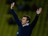 Watford manager Gianfranco Zola celebrates a goal from his side against Bournemouth on August 28, 2013