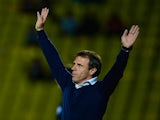 Watford manager Gianfranco Zola celebrates a goal from his side against Bournemouth on August 28, 2013