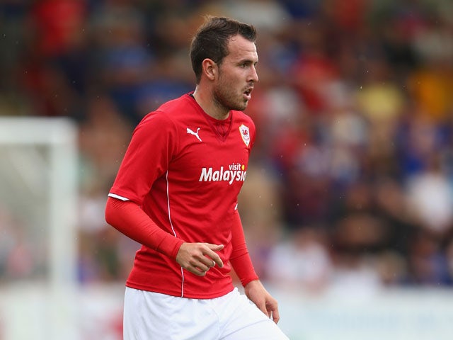 Jordon Mutch of Cardiff City during the Pre Season match between Cheltenham Town and Cardiff City at the Abbey Business Stadium on July 27, 2013
