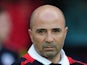 Jorge Sampaoli of Chile looks on during the international friendly match between Chile and Iraq at the Brondby Stadium on August 14, 2013