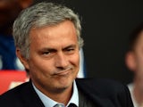Chelsea manager Jose Mourinho takes his seat at Old Trafford on August 26, 2013