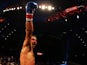 Lucas Matthysse celebrates his third round TKO win against Lamont Peterson during their Welterweight fight at Boardwalk Hall Arena on May 18, 2013