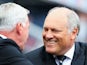 Fulham manager Martin Jol is greeted by Newcastle United manager Alan Pardew during the Barclays Premier League match between Newcastle United and Fulham at St James' Park on August 31, 2013