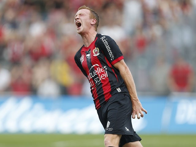 Nice's Belgian midfielder Christian Bruls reacts during the French L1 football match between Nice and Montpellier on September 1, 2013