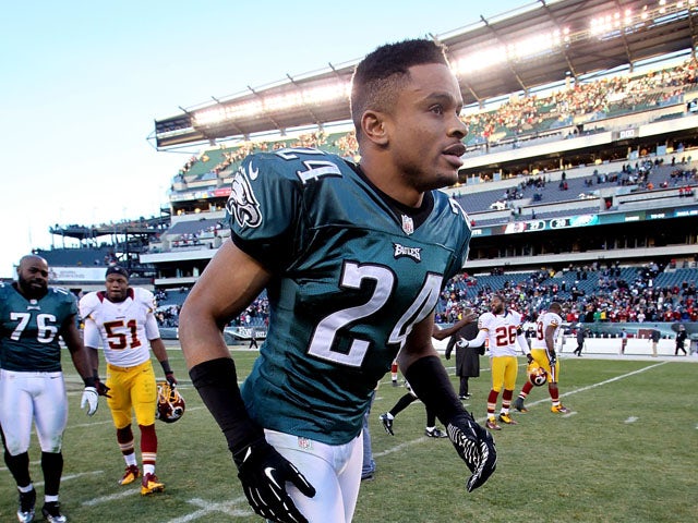 Nnamdi Asomugha #24 of the Philadelphia Eagles leaves the field after the Eagles lost to the Washington Redskins 27-20 at Lincoln Financial Field on December 23, 2012