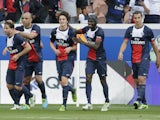 Paris Saint-Germain players celebrate their side's goal against Guingamp on August 31, 2013