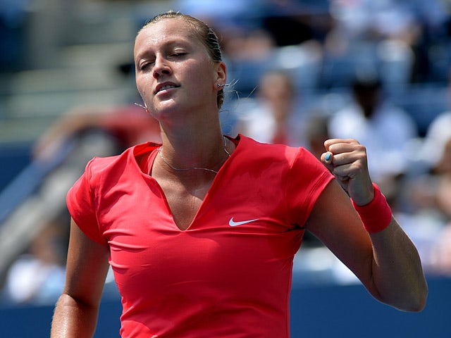 Petra Kvitova celebrates her win over Misaki Doi during the first round of the US Open on August 27, 2013