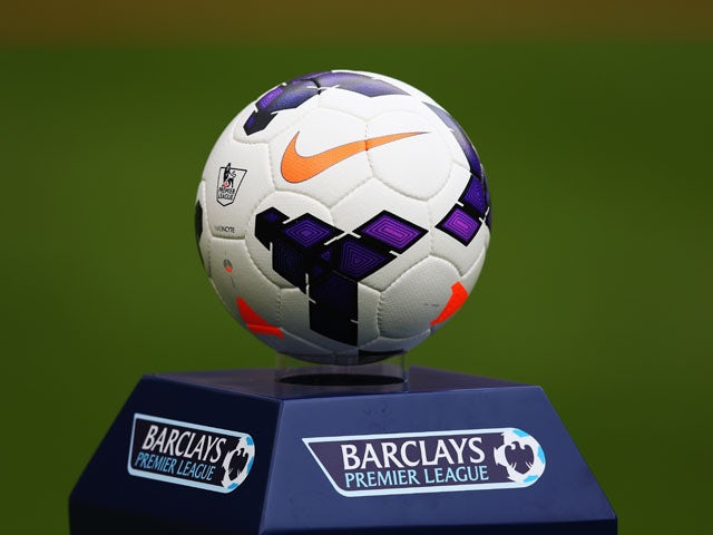 The season 2013-2014 match ball is seen before the Barclays Premier League match between Newcastle United and Fulham at St James' Park on August 31, 2013
