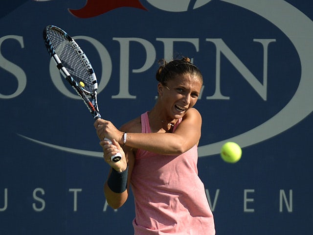 Sara Errani in action against Olivia Rogowska during the first round of the US Open on August 27, 2013