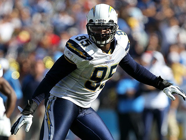 San Diego Chargers' Shaun Phillips in action during the game against Kansas City Chiefs on September 24, 2011