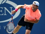Germany's Tommy Haas serves during his win over Yen-Hsun Lu on August 30, 2013