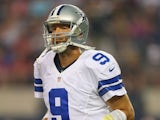 Tony Romo #9 of the Dallas Cowboys during a preseason game at AT&T Stadium on August 24, 2013