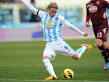 Birkir Bjarnason of Pescara in action during the Serie A match between Pescara and Torino FC at Adriatico Stadium on January 20, 2013