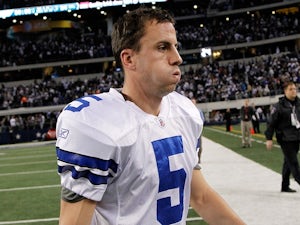 Dallas kicker Dan Bailey leaves the field after a game with New York Giants on December 11, 2011