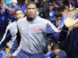 Oklahoma City's DeAndre Liggins enters the court before a game with the Houston Rockets on April 23, 2013