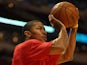 Chicago Bulls' Derrick Rose warms up before a game with Philadelphia on February 8, 2013