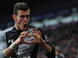 Gareth Bale celebrates scoring against West Bromwich Albion.
