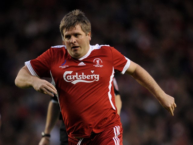  Jan Molby of Liverpool Legends in action during the Hillsborough Memorial match between Liverpool Legends and All Stars XI at Anfield on May 14, 2009