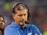 Head coach Jim Schwartz of the Detroit Lions reacts during the first half of a preseason at FirstEnergy Stadium on August 15, 2013