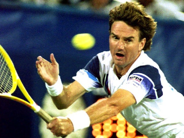 Jimmy Connors plays a shot at the US Open on September 2, 1992