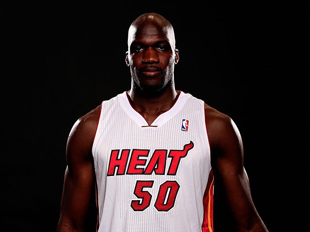 Miami Heat's Joel Anthony during a poses during a media day photoshoot on September 28, 2012