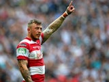 Josh Charnley of Wigan Warriors gives instructions during the Tetley's Challenge Cup Final between Wigan Warriors and Hull FC at Wembley Stadium on August 24, 2013