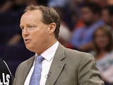 Coach Mike Budenholzer on the sidelines on April 25, 2012