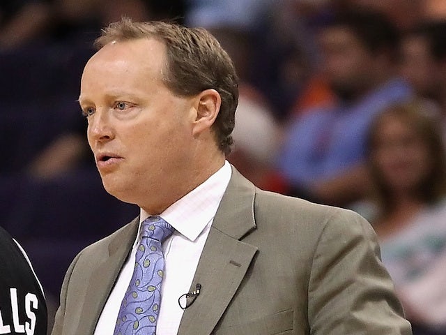 Coach Mike Budenholzer on the sidelines on April 25, 2012