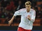 Nicklas Bendtner of Denmark in action during the FIFA 2014 World Cup qualifier match between Italy and Denmark at Stadio Giuseppe Meazza on October 16, 2012