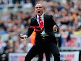 Sunderland manager Paolo Di Canio celebrates the first Sunderland goal during the Barclays Premier League match between Newcastle United and Sunderland at St James' Park on April 14, 2013