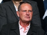 Former Spurs and England player Paul Gascoigne looks on during the Barclays Premier League match between Tottenham Hotspur and Everton at White Hart Lane on April 7, 