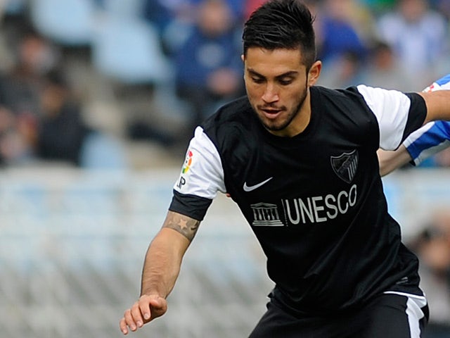 Malaga's Pedro Morales in action during the match against Real Sociedad on April 6, 2013