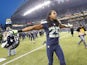 Cornerback Richard Sherman #25 of the Seattle Seahawks celebrates as he leaves the field after defeating the St. Louis Rams 20-13 at CenturyLink Field on December 30, 2012