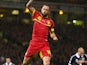 Steven Defour of Belgium celebrates his goal during the 2014 World Cup Group A qualifying football match between Scotland and Belgium at Hampden Park in Glasgow, Scotland, on September 6, 2013