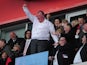 Steve Evans of Rotherham United celebrates promotion during the npower League Two match between Rotherham United and Aldershot Town at New York Stadium on April 27, 2013