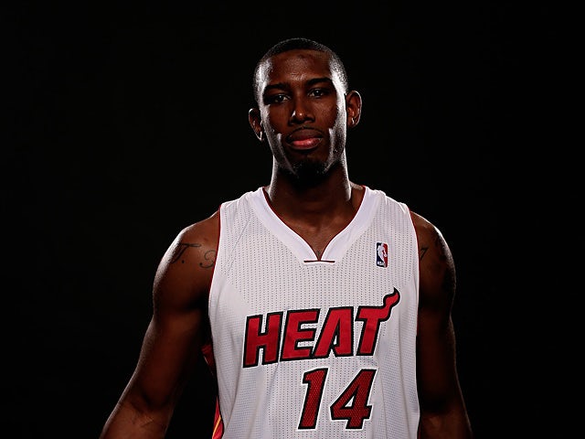 Miami Heat's Terrel Harris poses during a media day on September 28, 2012