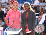 Victoria Azarenka and Serena Williams pose before their US Open final on September 8, 2013
