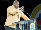 Former Tampa Bay Buccaneers' Warren Sapp during his speech at the NFL Class of 2013 Enshrinement Ceremony on August 3, 2013