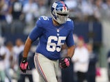 Will Beatty of the New York Giants in action against Dallas on October 28, 2012
