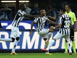 Juventus midfielder Arturo Vidal celebrates a goal against Inter on September 14, 2013