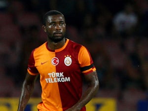 Aurelien Chedjou of Galatasaray in action during the pre-season friendly match between SSC Napoli and Galatasaray at Stadio San Paolo on July 29, 2013
