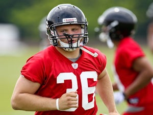 Bradie Ewing of the Atlanta Falcons during a training camp on May 12, 2012