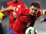 Serbia's Branislav Ivanovic in action against Scotland during their World Cup qualifying match on March 26, 2013